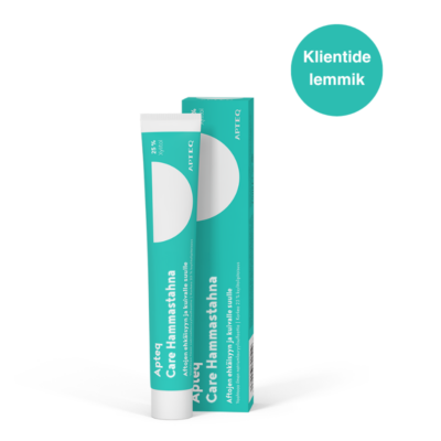 Apteq hooldav hambapasta tuub ja pakend