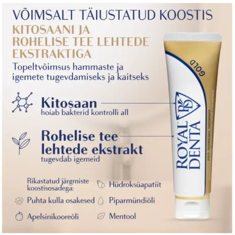 hambapasta-royal-denta-gold-sisaldus Silver pasta täiusatud koostis ksülittoliga ja fluoriidiga