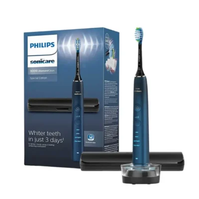 Philips Sonicare DiamondClean 9000 Aquamarine (HX9911/88) tumesinine hambahari laadijal reisivutlari ja pakendiga