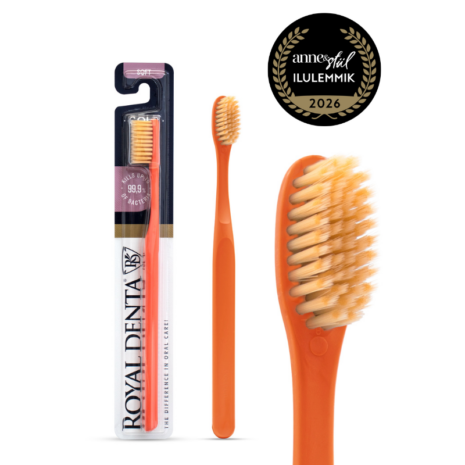 Royal Denta Soft Gold toothbrush NEW LOOK! Coral Pink Beauty Favorite 2026 title holder 