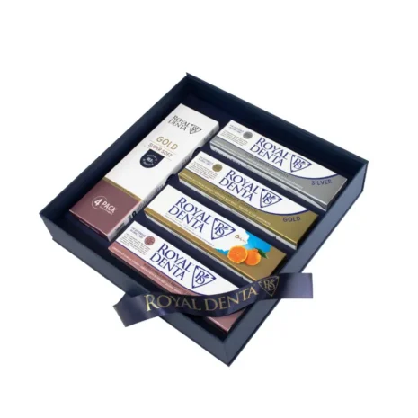 RD Kinkekomplekt Premium Royal Denta Premium kinkekomplekt avatuna - 4 hambapastat ja hambaharjade 4-pakk