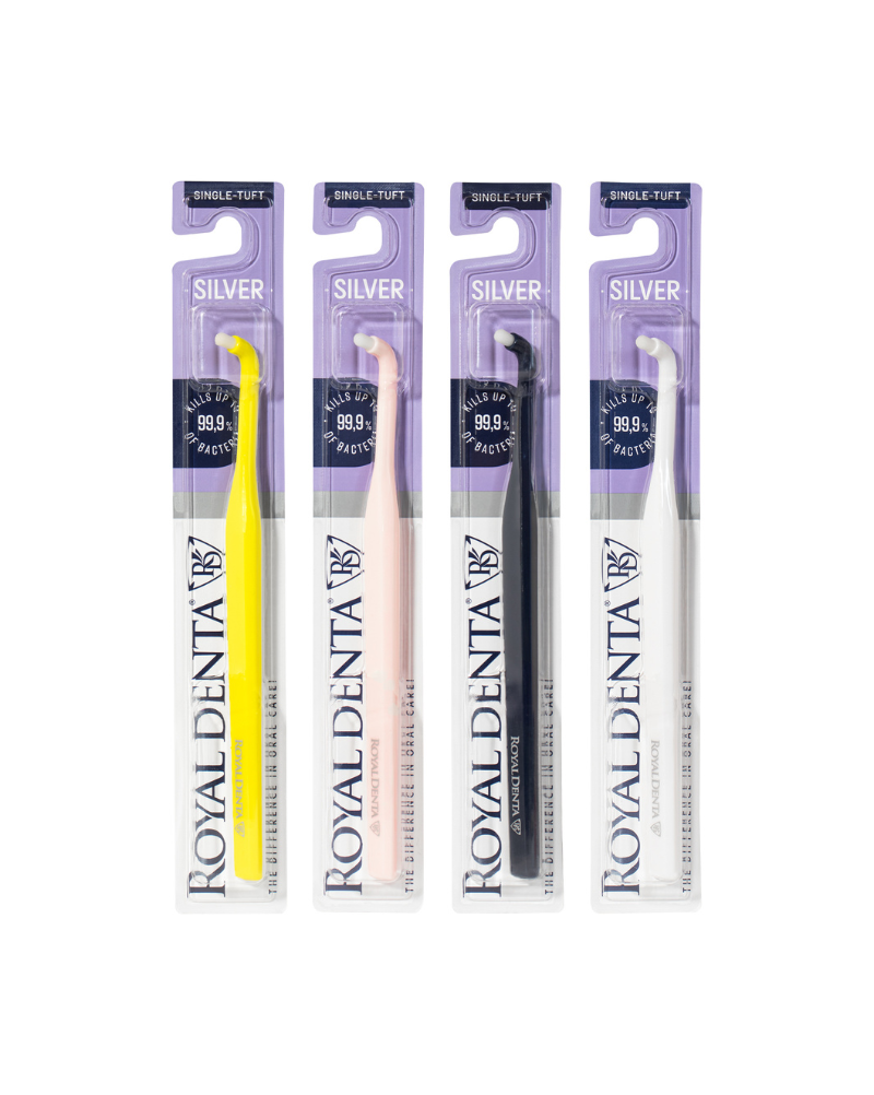 Ühe hamba hari Royal Denta Soft Silver Single-Tuft, kollane, roosa, sinine ja valge