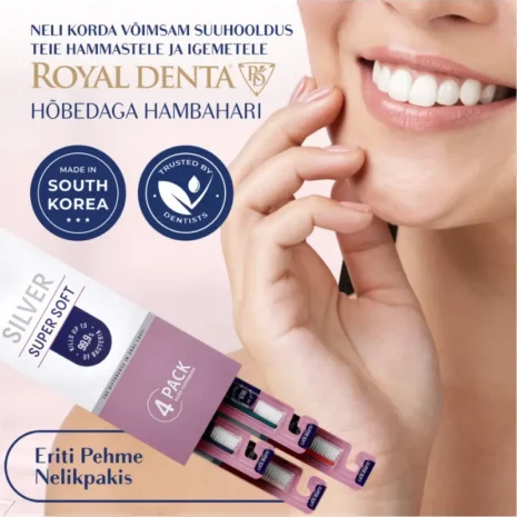 hambaharjade-4-pakk-royal-denta-silver-super-soft-nelikpakk Hambaharjade 4-pakk Royal Denta SILVER SUPER SOFT