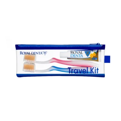 Reisikomplekt Jeju - kaks hambaharja ja mini jeju hambapasta mini kosmeetikakotis